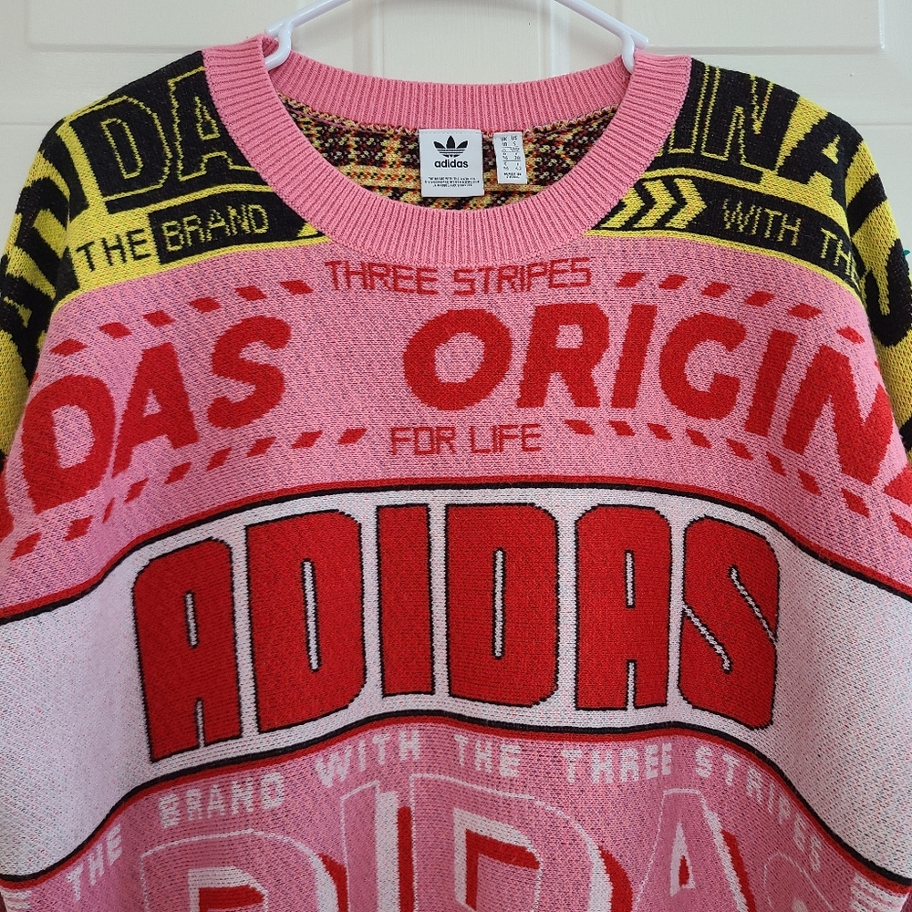 adidas Pink & Yellow Graphic Crewneck Sweater - Picture 3 of 13